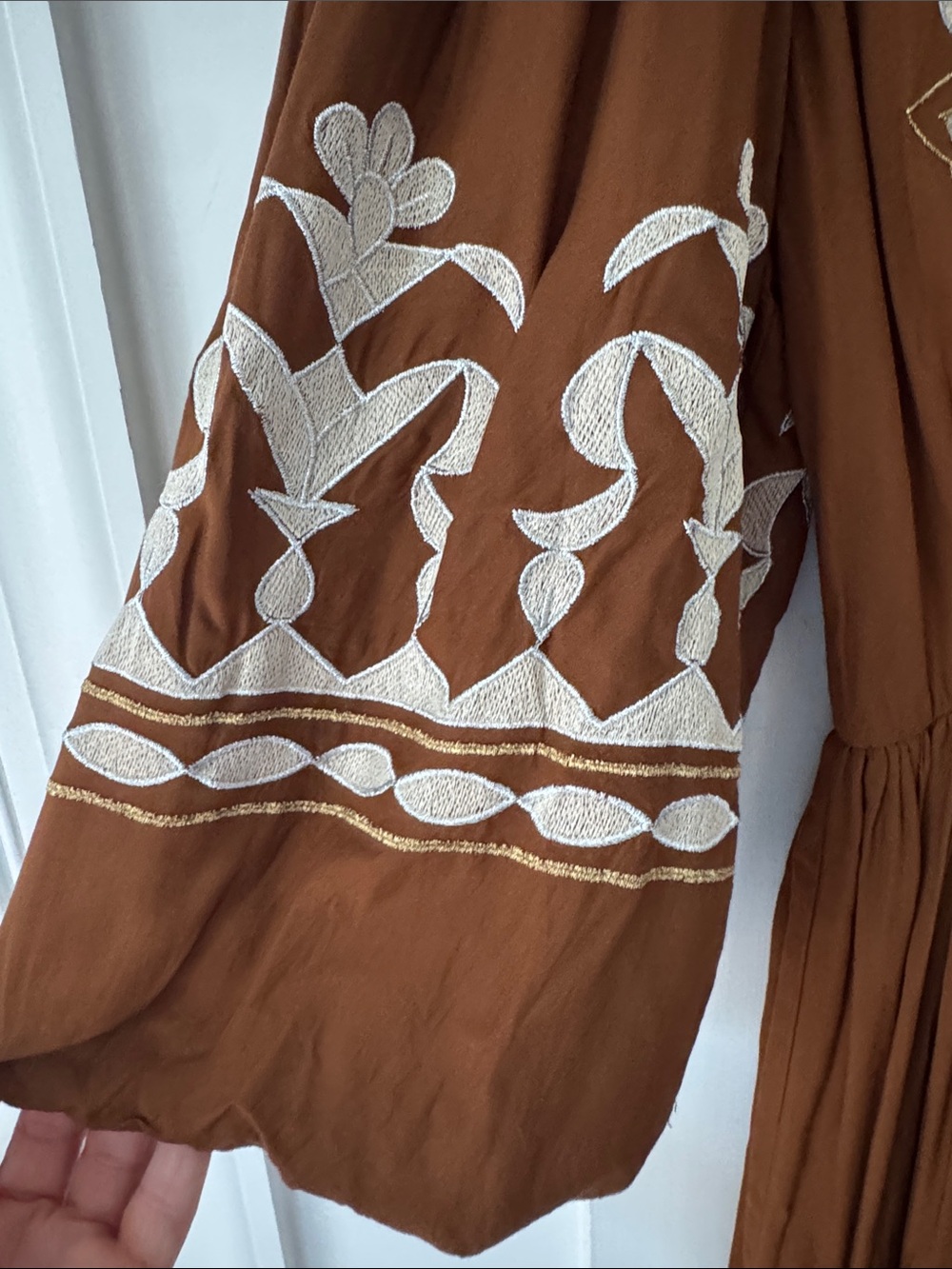 Anthropologie Let Me Be Embroidered Open-Back Maxi Dress Size S - Picture 5 of 13